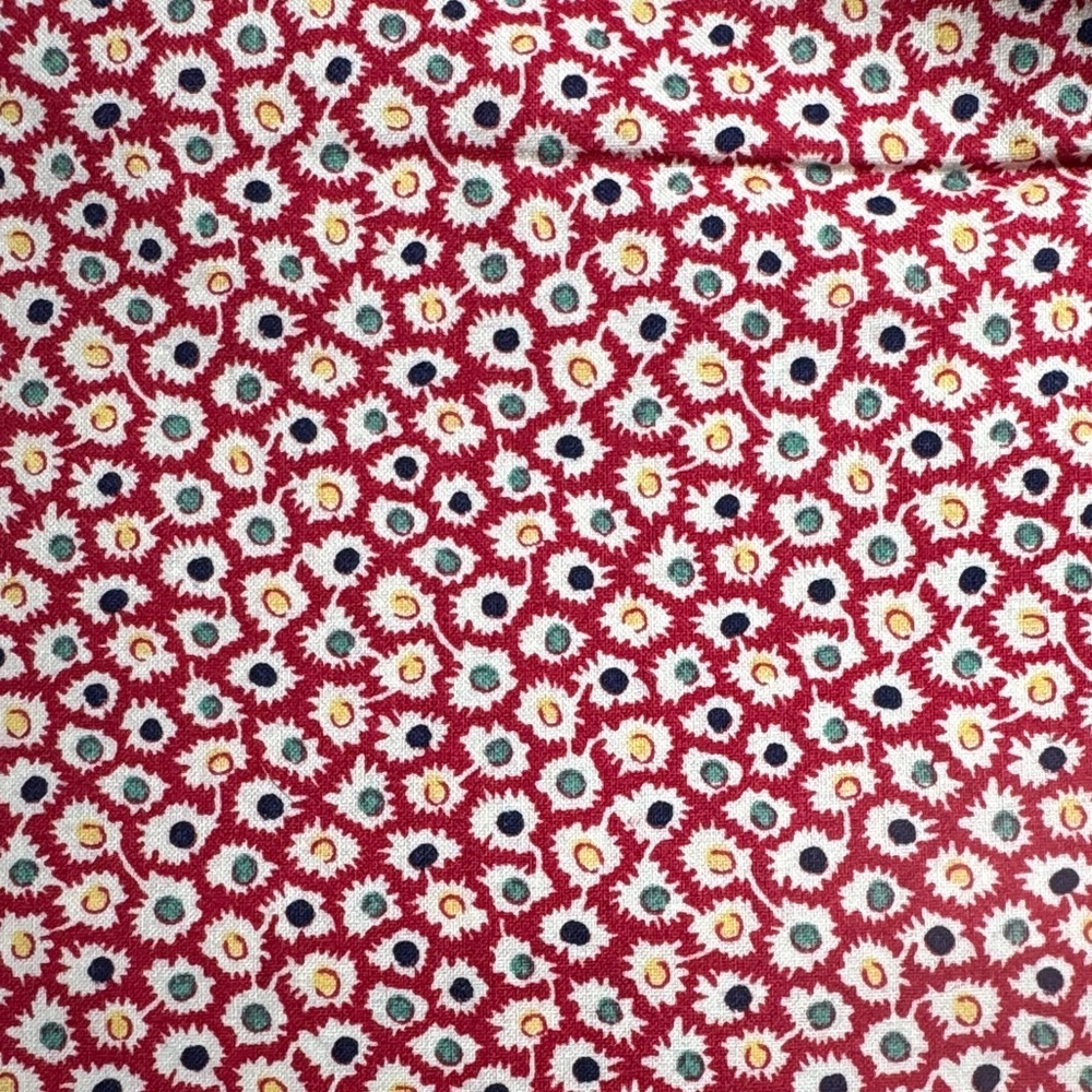 Retro 40s look Red stylized floral Patterned Fabric 1 1/2 yard #45